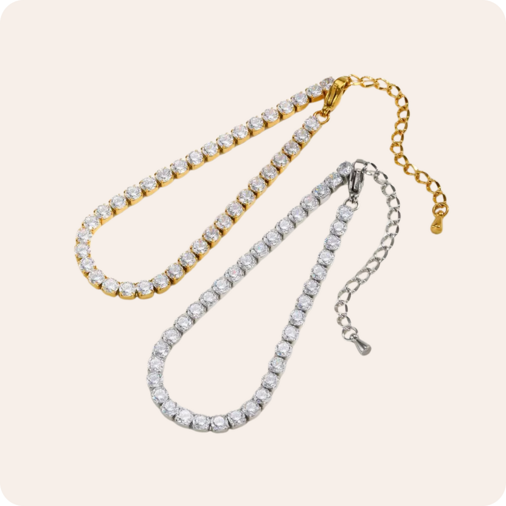 Gold Geometric Zircon Tennis Bracelet