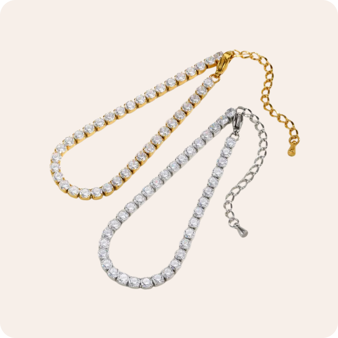 Gold Geometric Zircon Tennis Bracelet