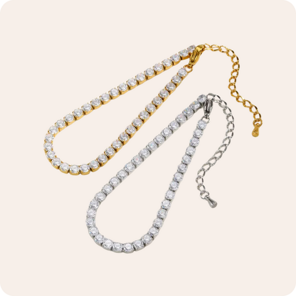 Gold Geometric Zircon Tennis Bracelet