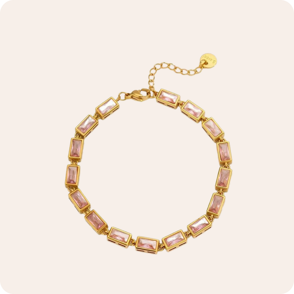 Gold Geometric Zircon Titanium Bracelet