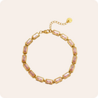 Gold Geometric Zircon Titanium Bracelet