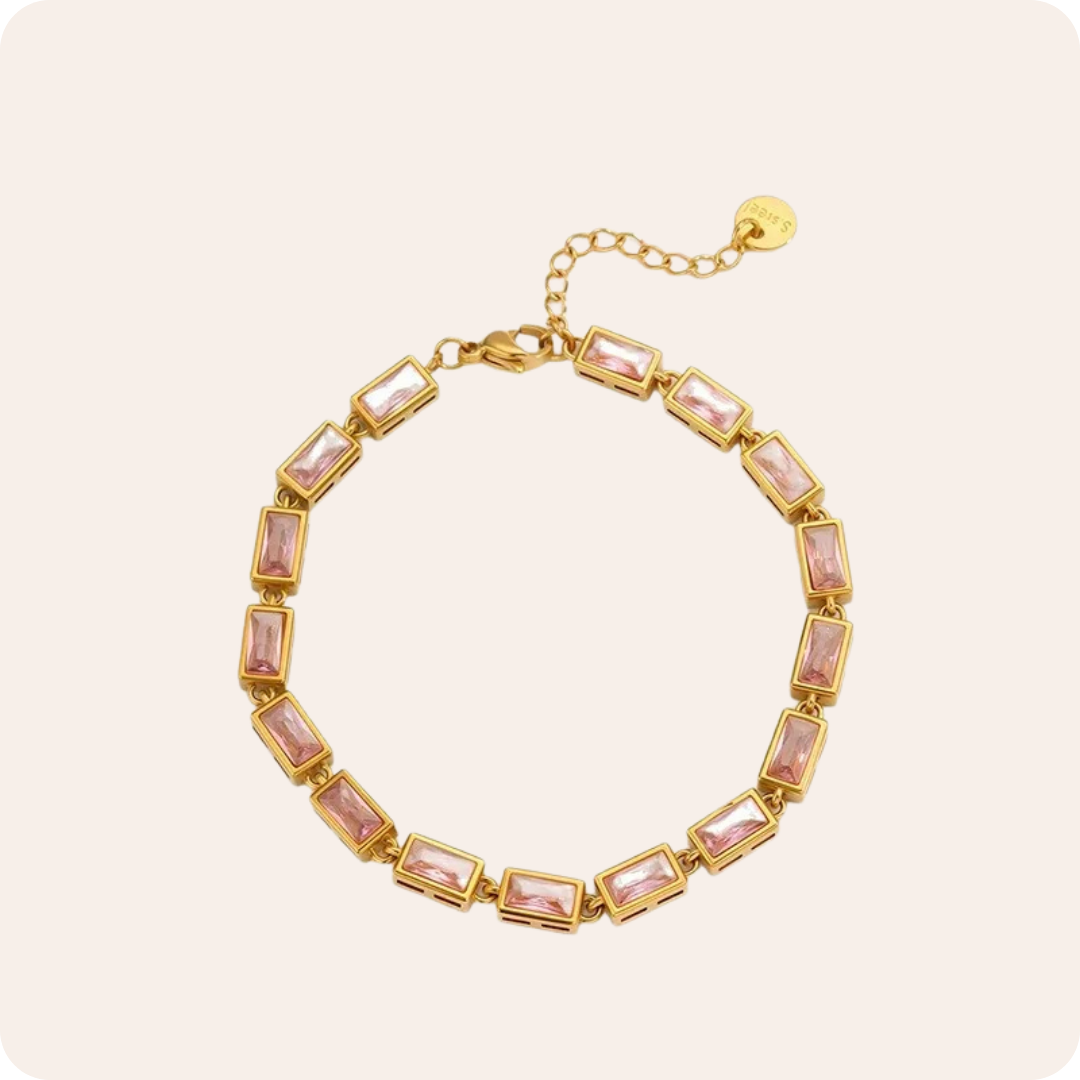 Gold Geometric Zircon Titanium Bracelet