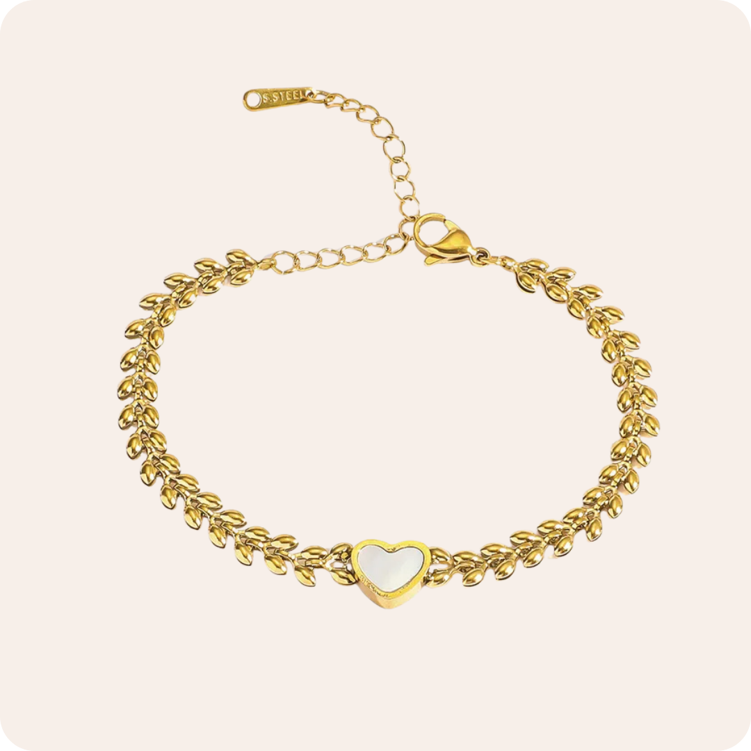 Gold Heart 3D Chain Bracelet