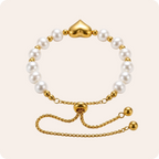 Gold Heart Pearl Beaded Bracelet