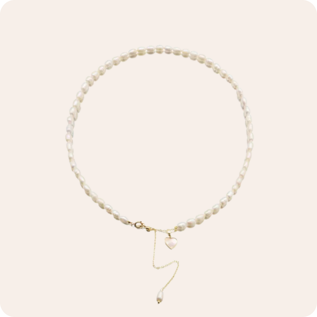 Gold Heart Pearl Classic Necklace