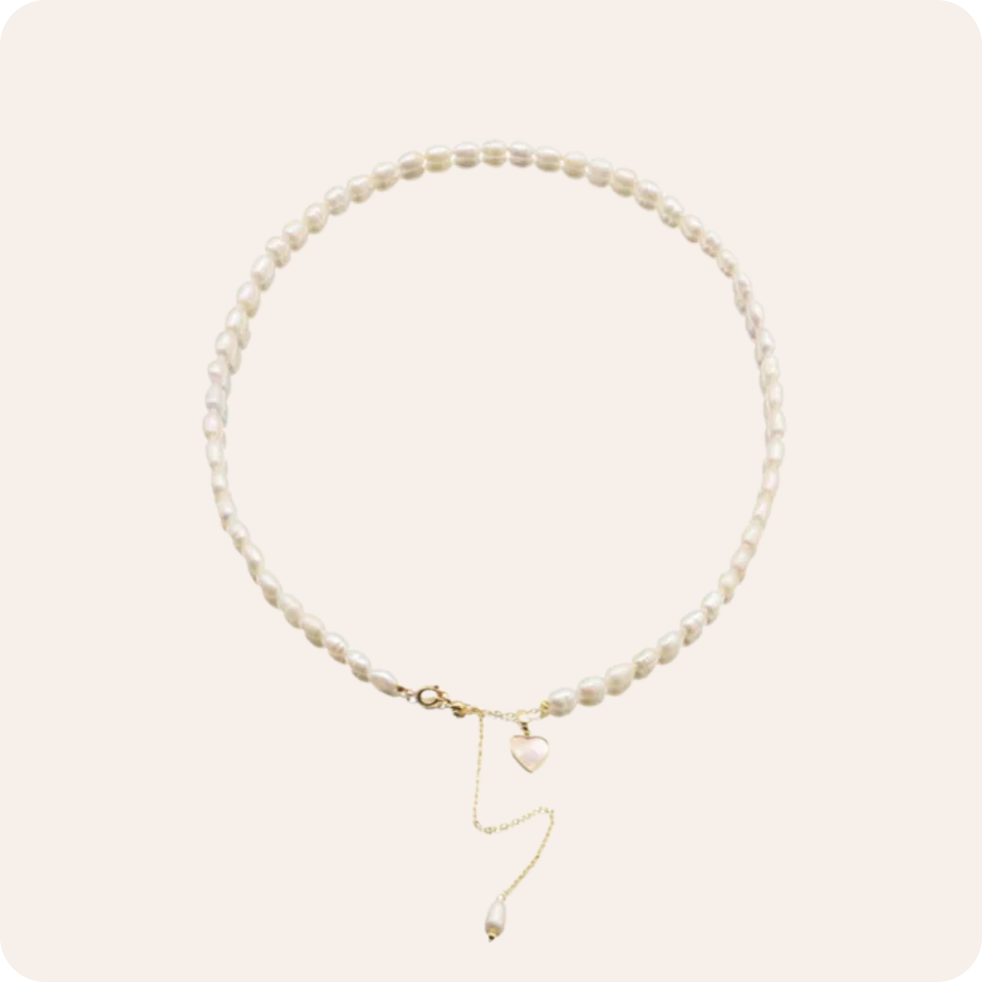 Gold Heart Pearl Classic Necklace