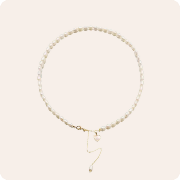 Gold Heart Pearl Classic Necklace