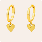 Gold Heart Zircon Drop Earrings