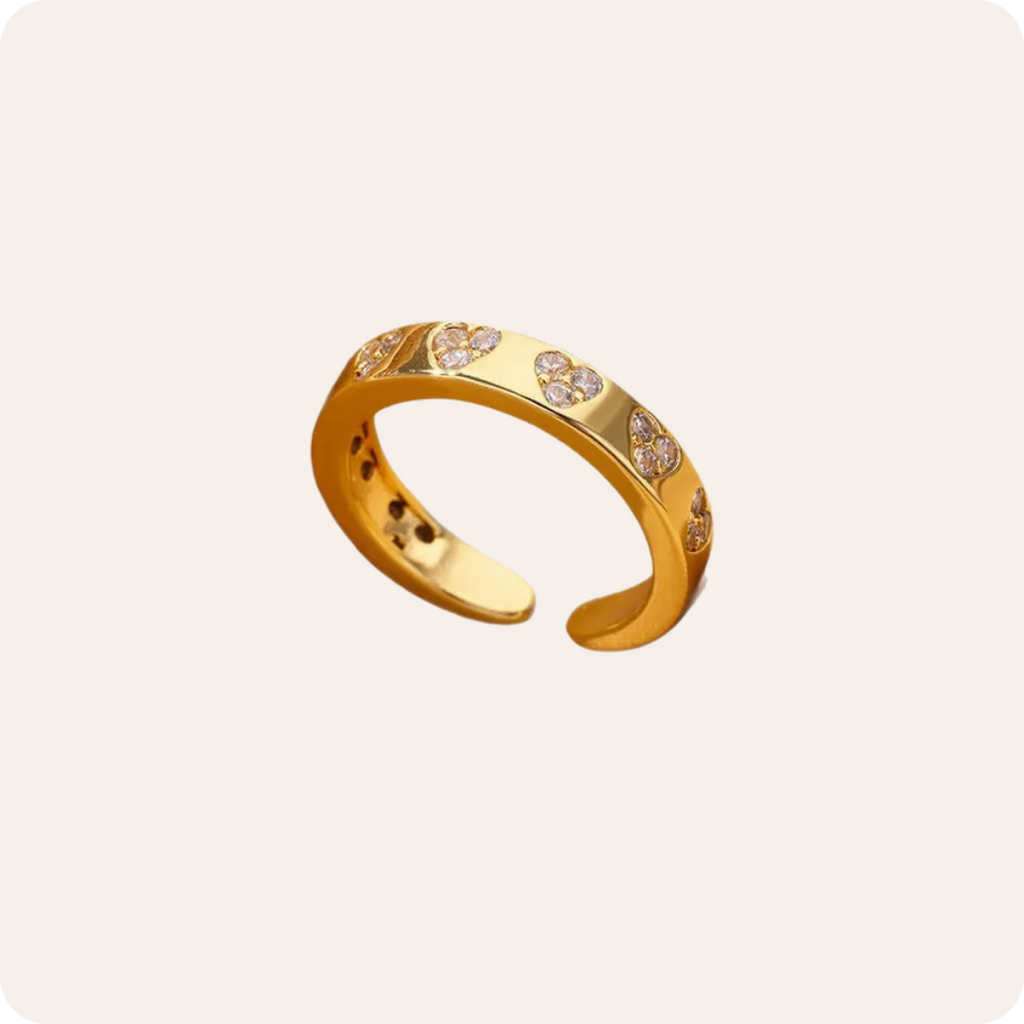 Gold Heart Zircon Open Ring