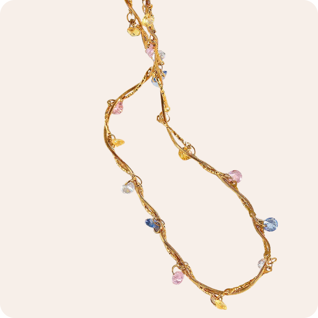 Gold Heart Zircon Snake Necklace