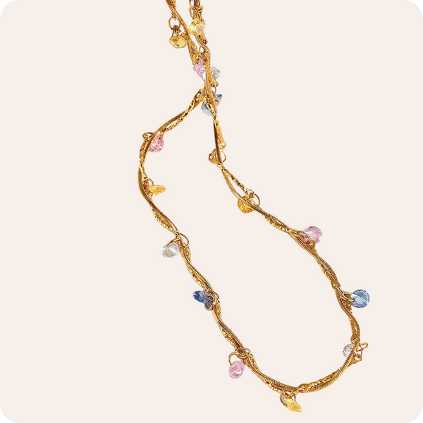 Gold Heart Zircon Snake Necklace