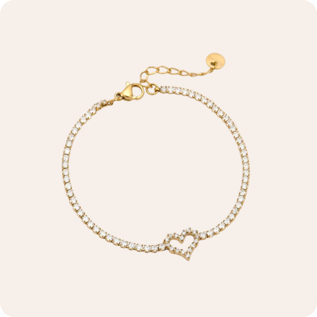 Gold Heart Zircon Tennis Bracelet