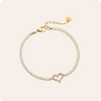 Gold Heart Zircon Tennis Bracelet