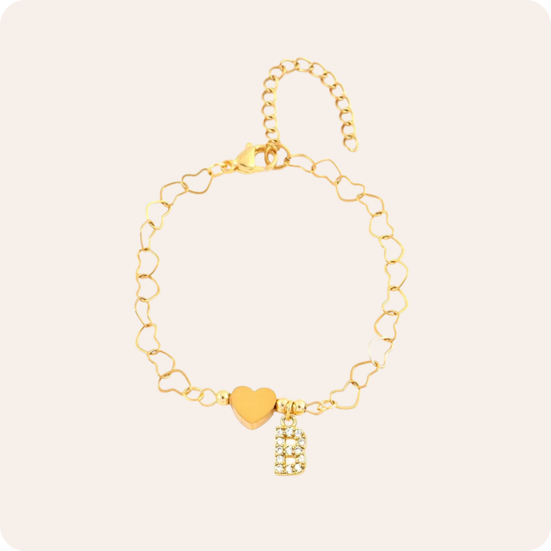 Initials Heart Zircon Bracelet