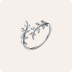 Gold Leaf Rhinestone Adjustable Ring
