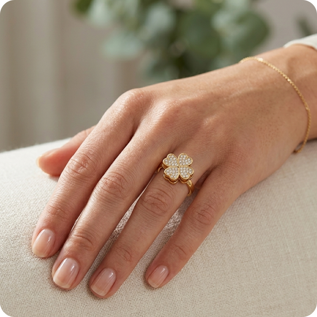 Gold Leaf Zircon Criss-Cross Ring