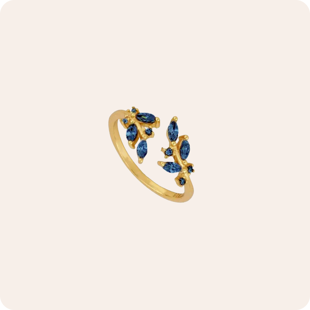 Gold Leaf Zircon Open Ring