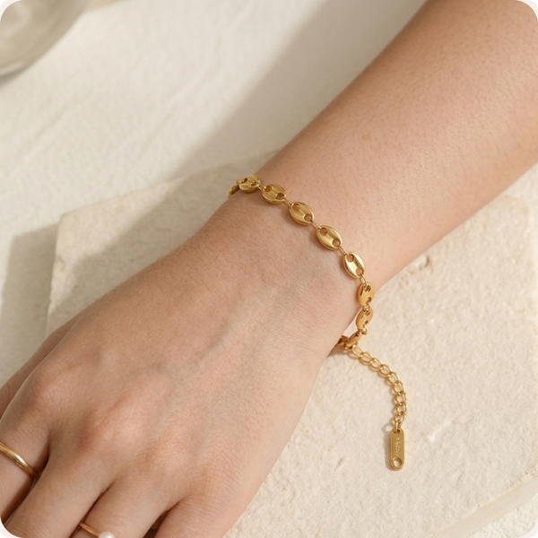 Gold Letter Minimal Stainless Steel Bracelet