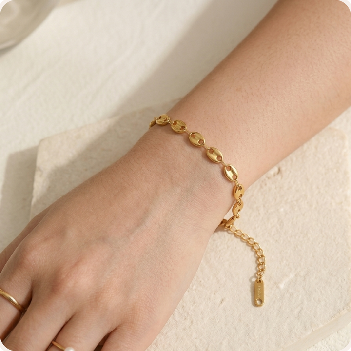 Gold Letter Minimal Stainless Steel Bracelet