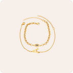 Gold Letter Zircon Pearl Bracelet