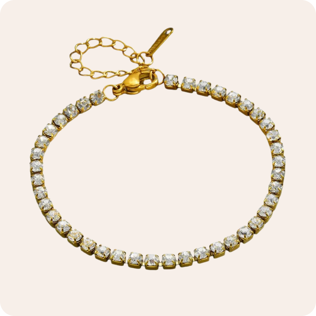 Gold Letter Zircon Unisex Bracelet