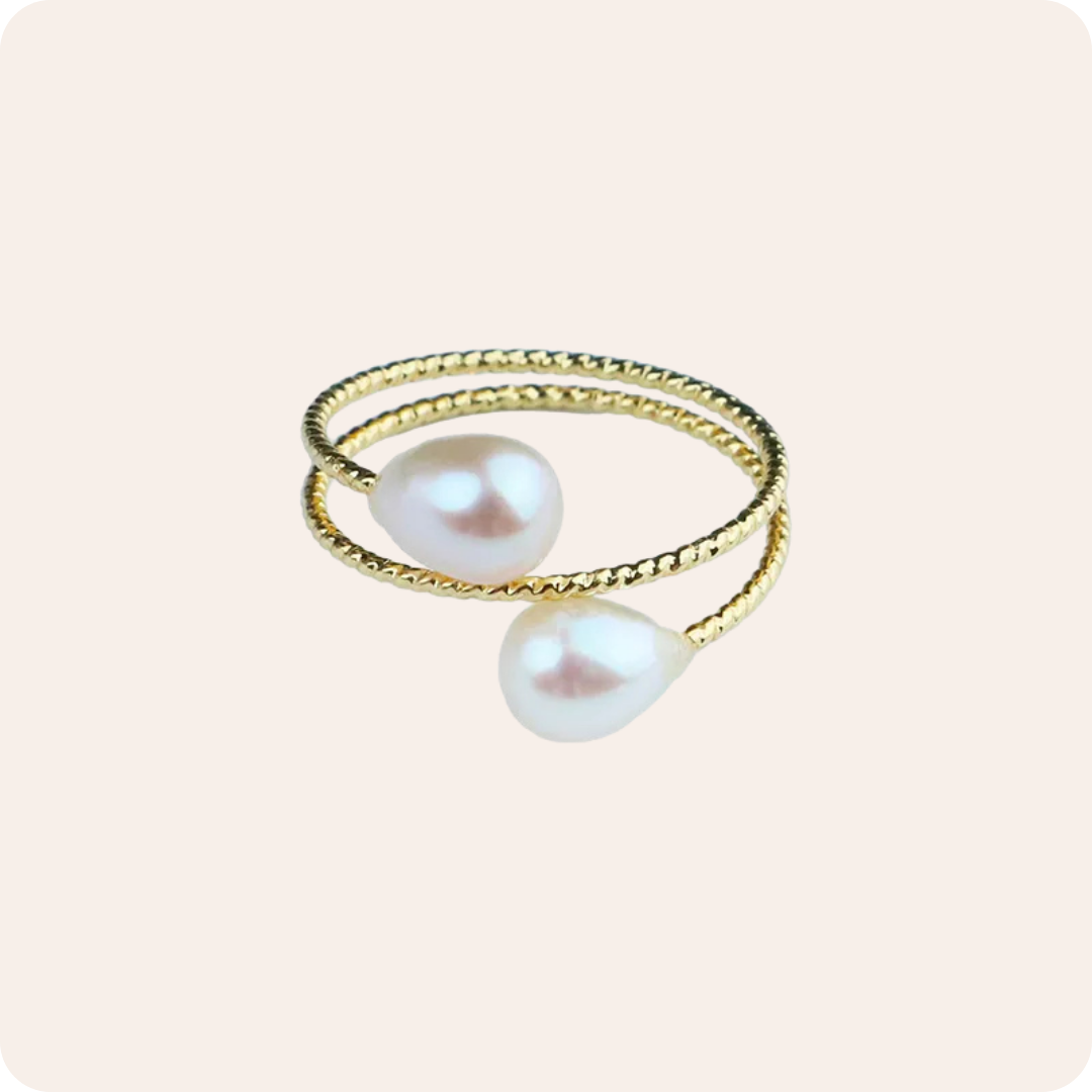 Gold Natural Pearl Open Ring