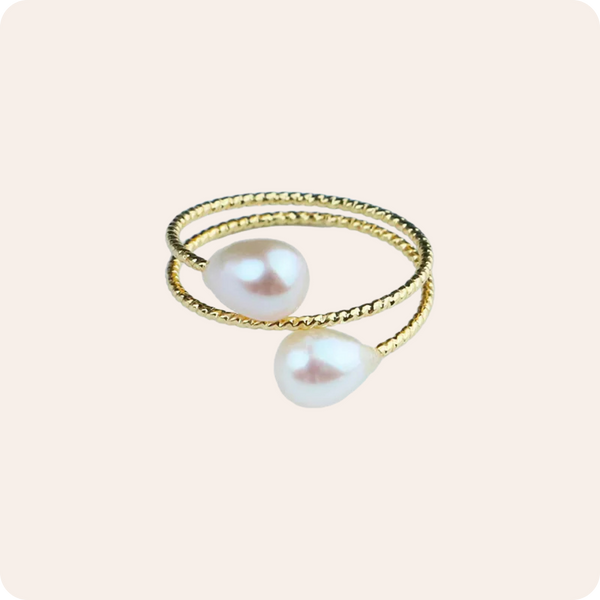 Gold Natural Pearl Open Ring