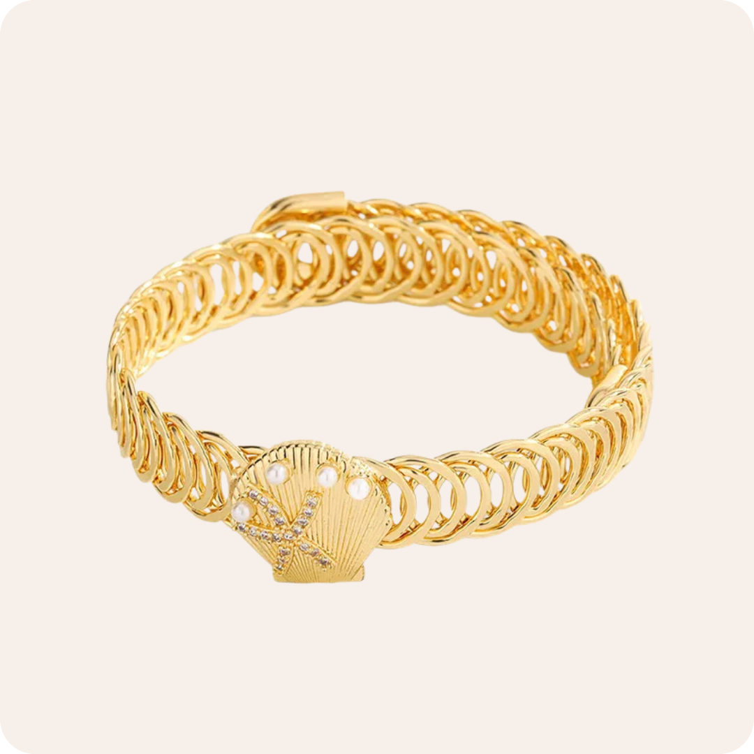 Gold Ocean Zircon Marine Bangle