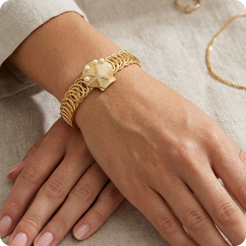 Gold Ocean Zircon Marine Bangle