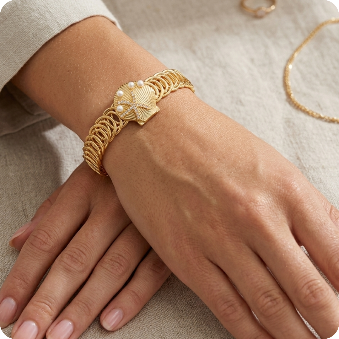Gold Ocean Zircon Marine Bangle