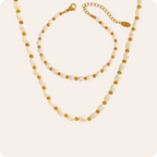 Gold Pearl Beaded Chain Necklace Jewelry