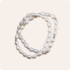 Gold Pearl Beaded Silver Bracelet