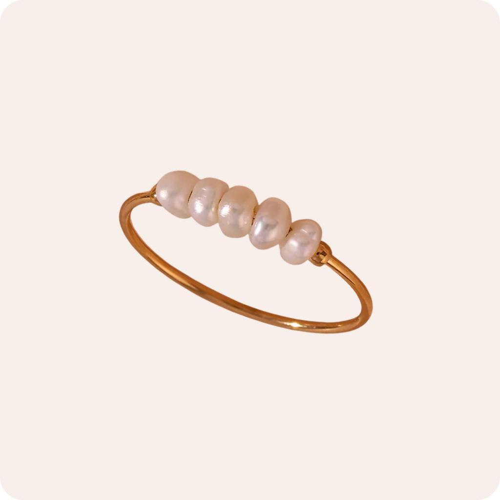 Gold Pearl Beaded Simple Ring