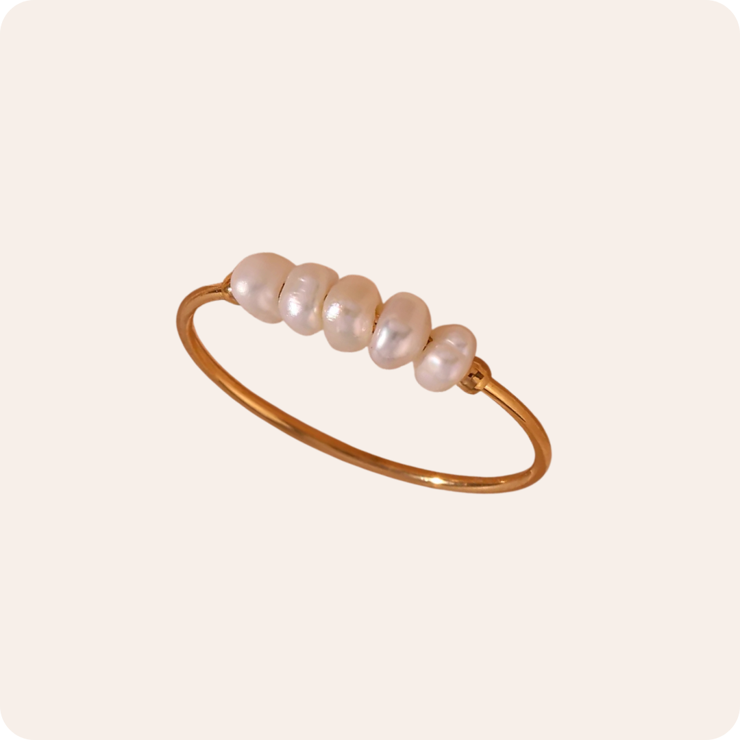 Gold Pearl Beaded Simple Ring