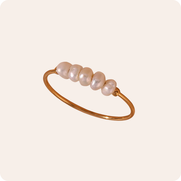 Gold Pearl Beaded Simple Ring