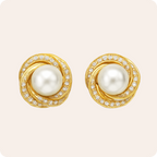 Gold Pearl Classic Stud Earrings