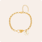 Gold Initial Pearl Crystal Charm Bracelet