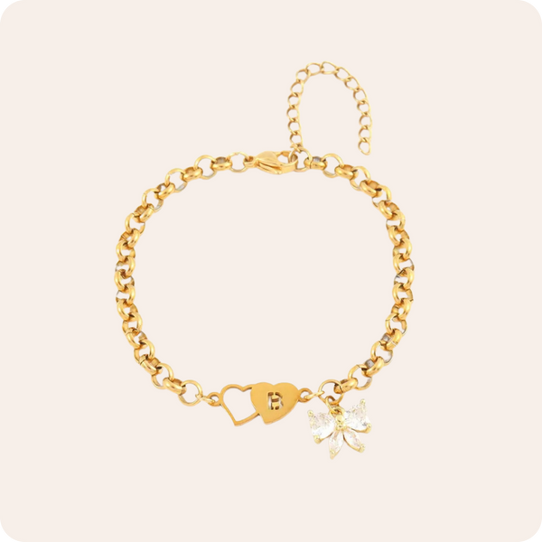 Gold Initial Pearl Crystal Charm Bracelet