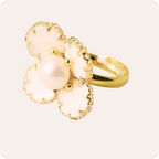 Gold Pearl Flower Adjustable Ring