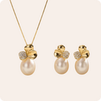Gold Pearl Petal Jewelry Set
