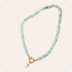Gold Pearl Stone Beaded Necklace