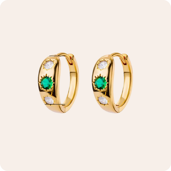 Gold Plated Green Zirconia Earrings