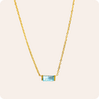 Gold Rectangle Birthstone Chain Necklace