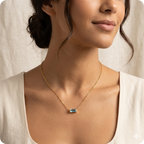 Gold Rectangle Birthstone Chain Necklace