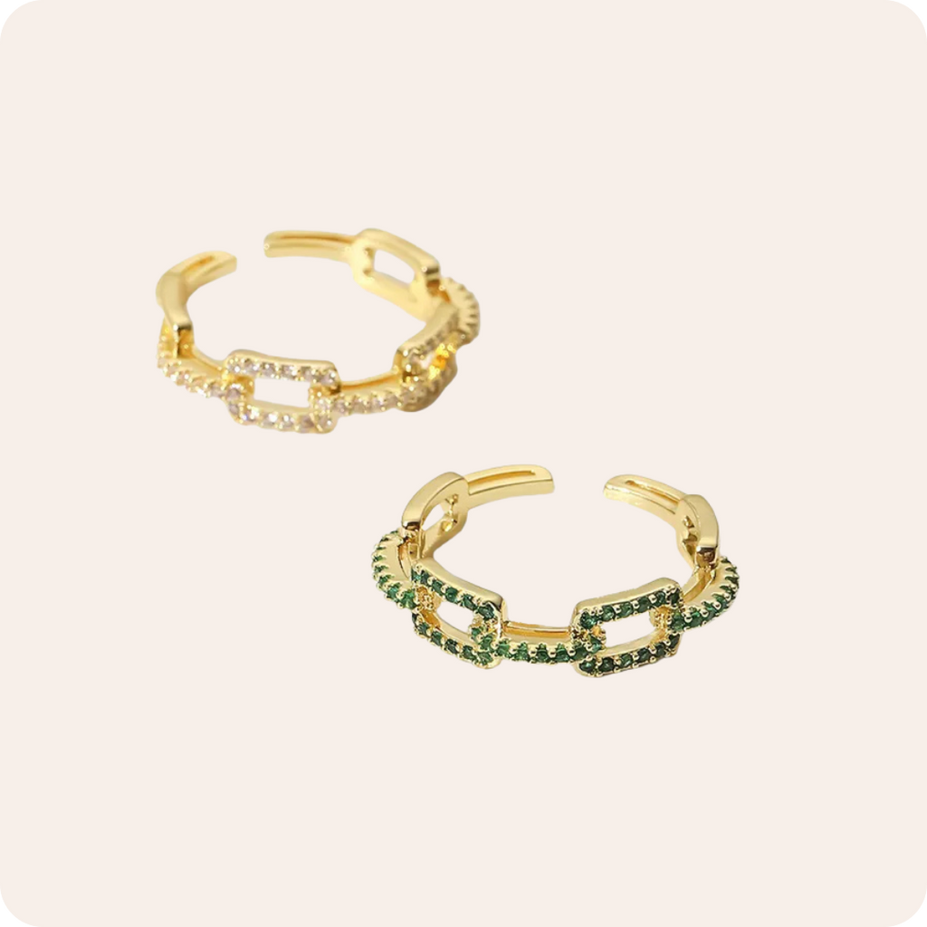 Gold Rectangle Zircon Open Ring