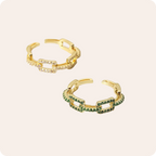 Gold Rectangle Zircon Open Ring
