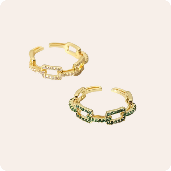 Gold Rectangle Zircon Open Ring