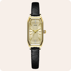 Gold Rectangular Crystal Accent Strap Watch