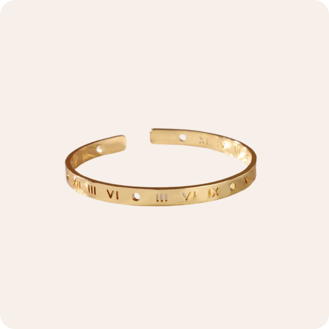 Gold Roman Numeral Unisex Bangle