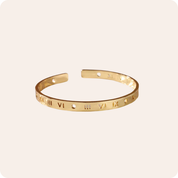 Gold Roman Numeral Unisex Bangle